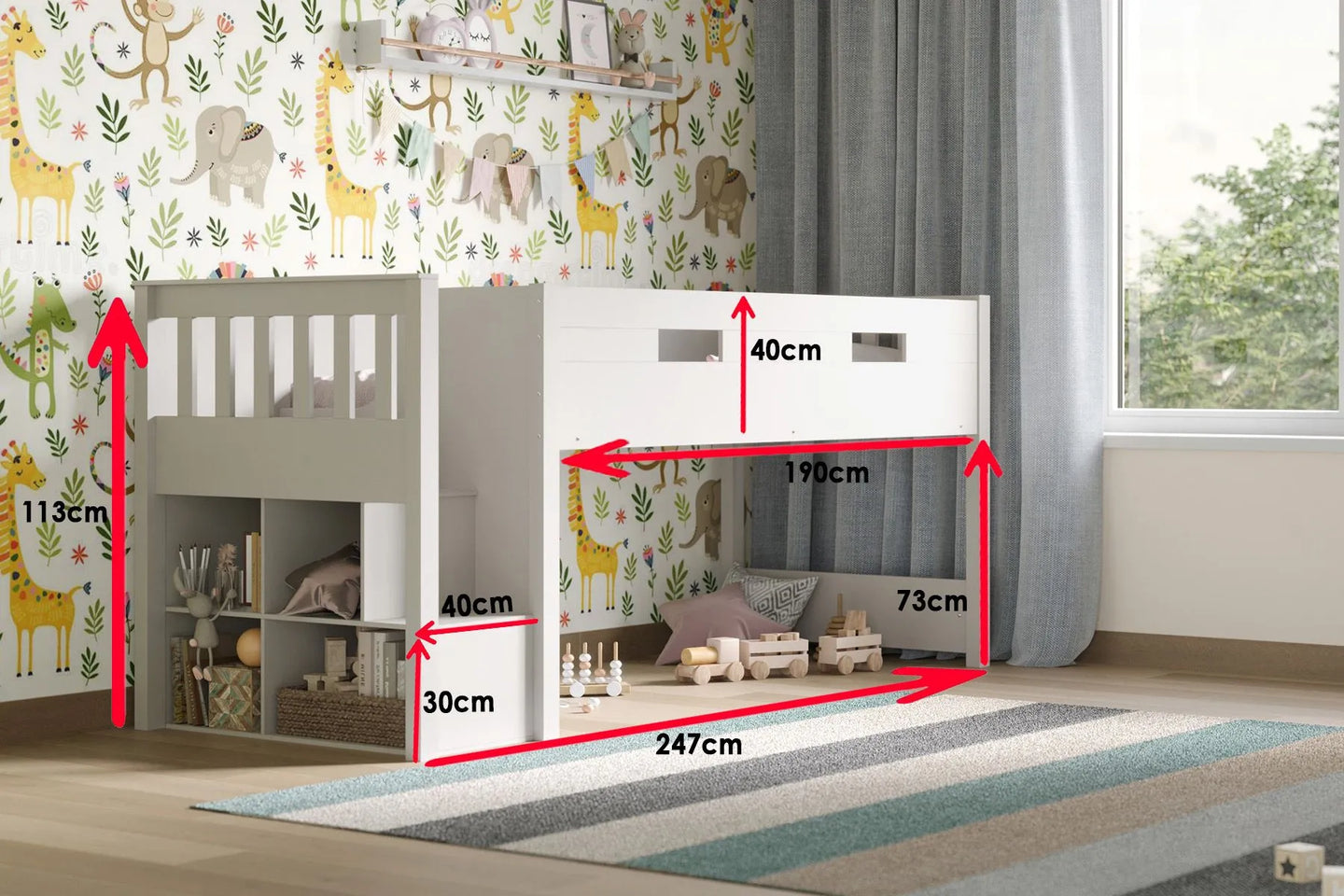 Charlie Staircase White Mid Sleeper Bed